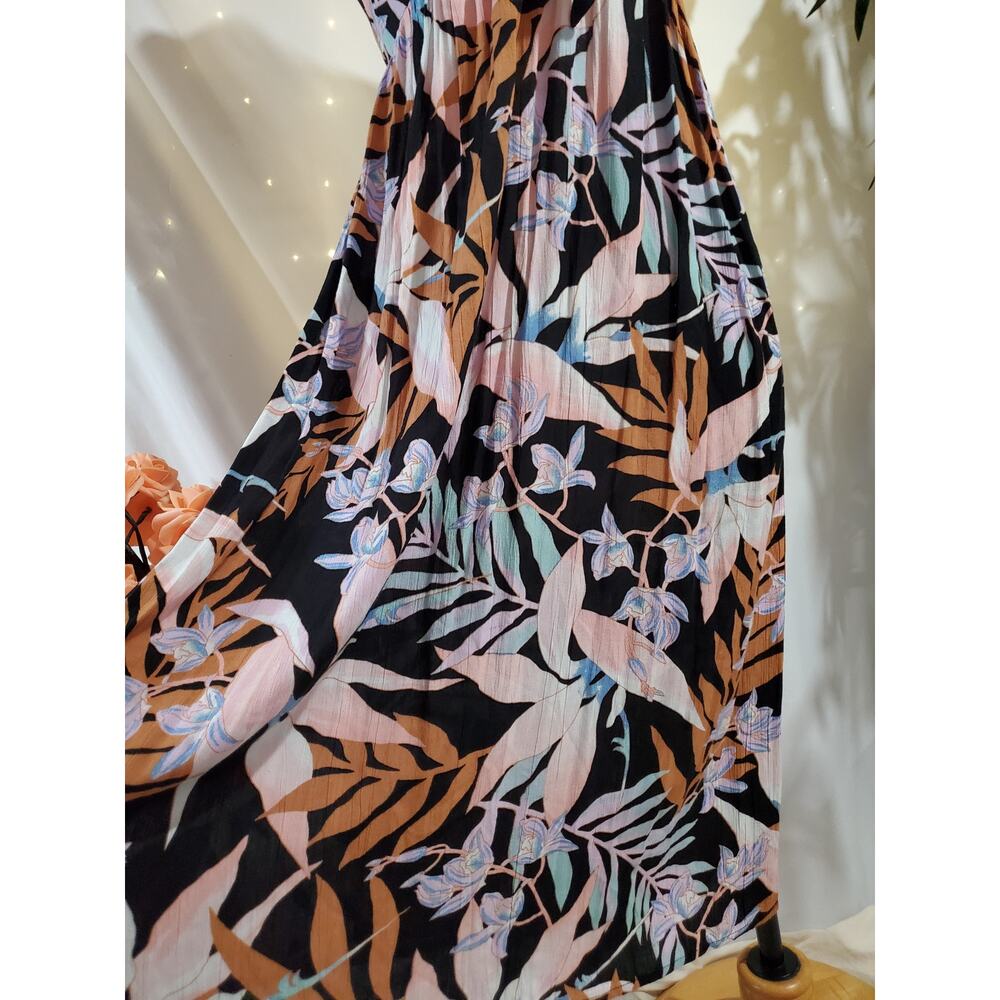 Billabong Twist It Midi Slip Dress Size S Tropical Smocked Babydoll Empire Waist - Picture 6 of 14